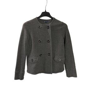 Gap Charcoal Gray Double Breasted Knit Military Style Blazer Jacket Womens S